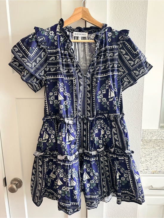 HUNTER BELL Dresses & Skirts - HUNTER BELL Navy and White nautical mini dress